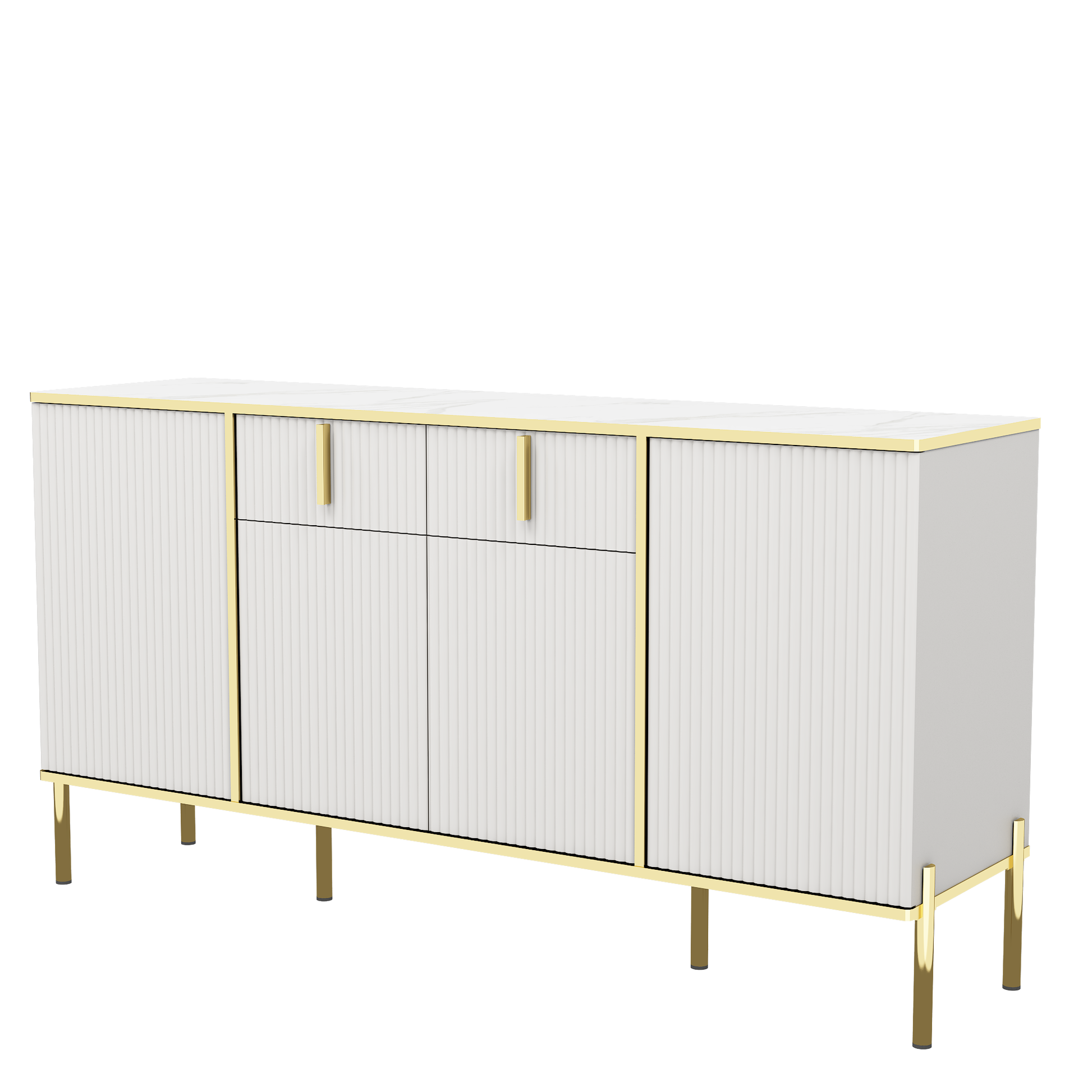 Four Doors And Two Drawers,Modern Sideboard Buffet Cabinet Storage Cabinet For Living Room,Kitchen,Dining Room,Hallway,White White White Dining Room Modern Drawers Included Mdf,Particle Board