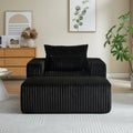 62.5 Inch Corduroy Sponge Sofa Lounge Chair With Removable Footrest,No Assembly Required,Fluffy Modern Sleeper Chair For Indoor Living Room Bedroom Black Foam Corduroy 1 Seat