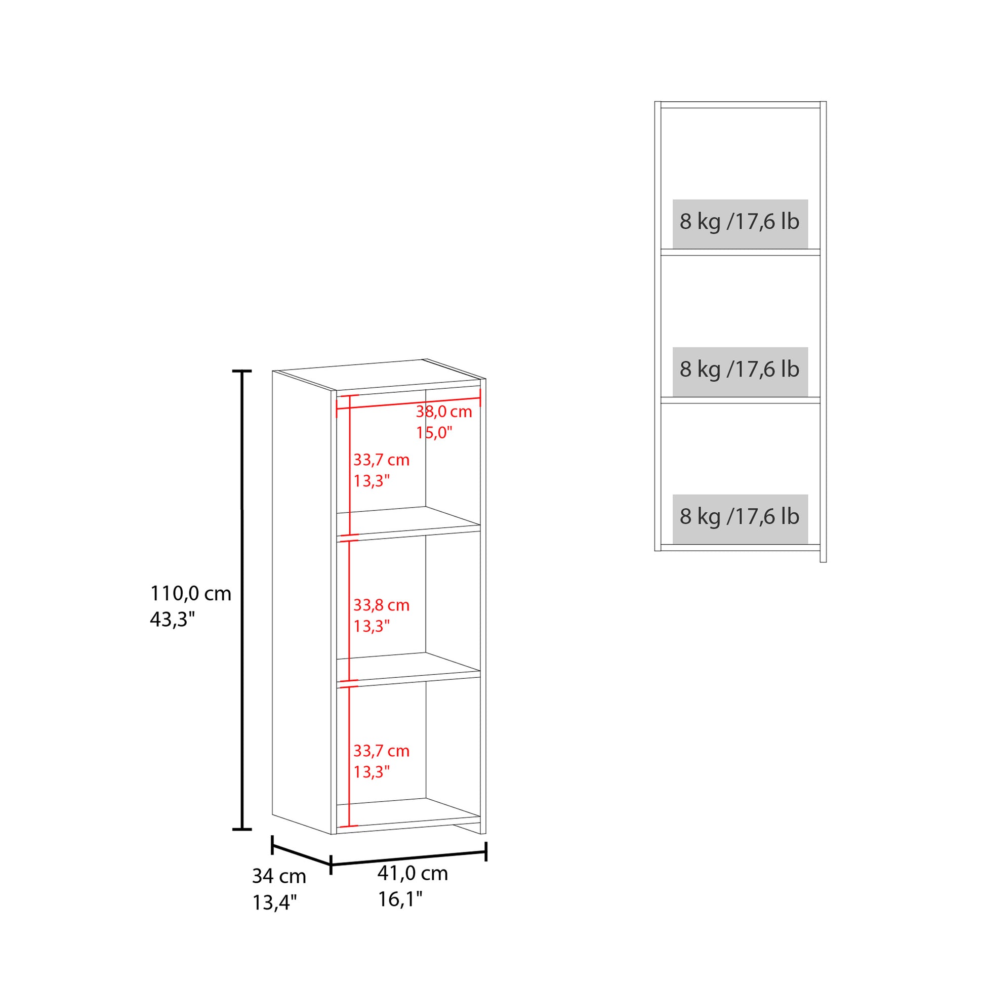 Pima Wall Cabinet In Melamine With One Door, White Wall Mounted 3 4 Shelves White Open Storage Space Modern Particle Board Melamine