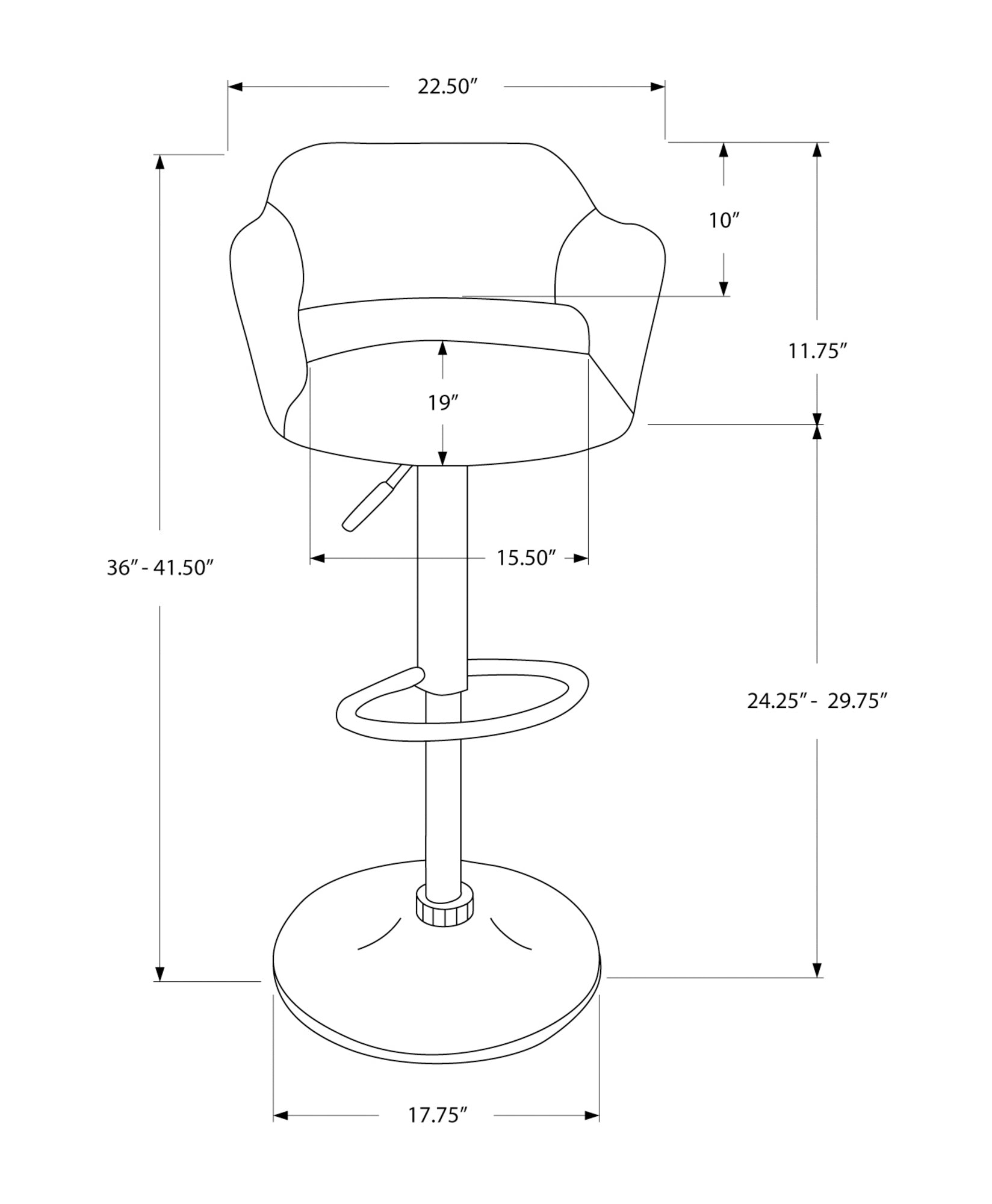 Bar Stool, Swivel, Bar Height, Adjustable, Chrome Metal, Grey Leather Look, Contemporary, Modern Light Grey Foam Faux Leather