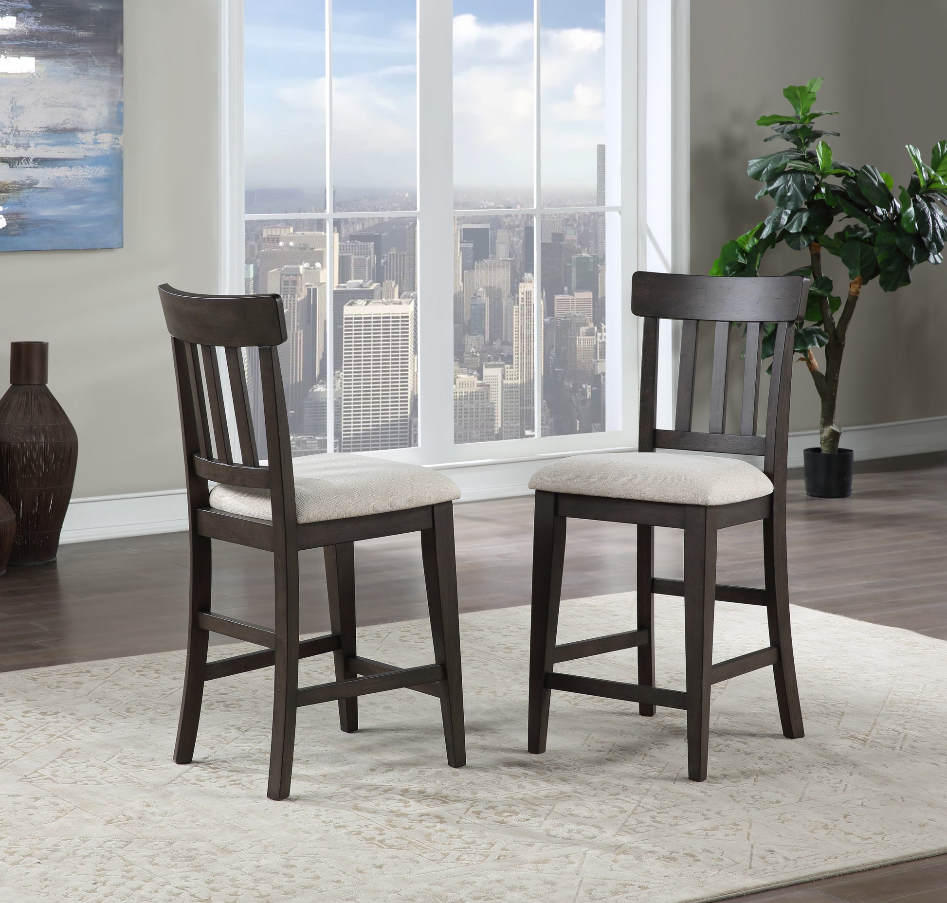 Napa 9 Piece Counter Height Dining Set Dark Brown Dark Brown Wood