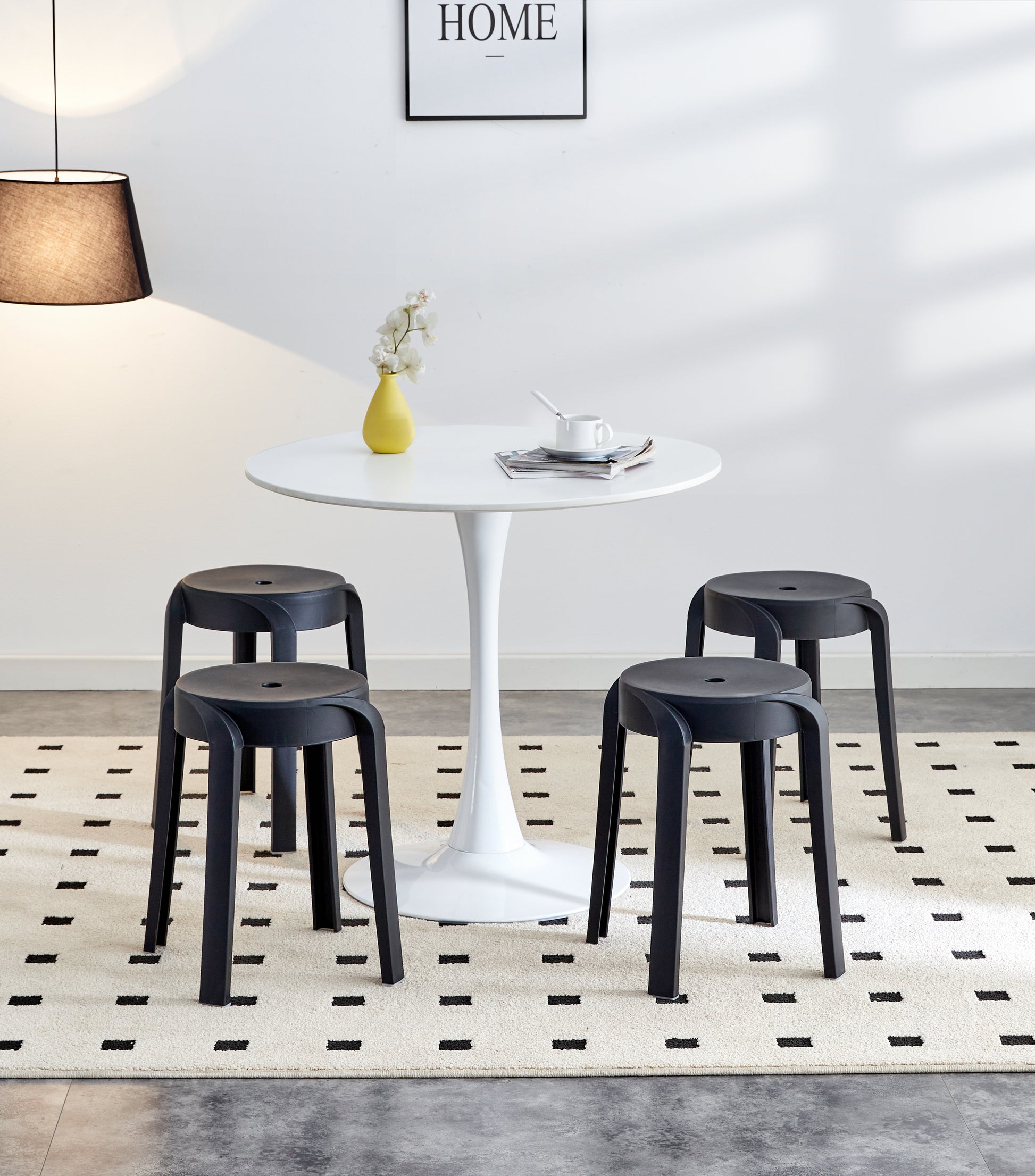 6 Pack Stackable Classroom Stools Plastic Stools Nesting Stools Colorful Round Stools Indoor Outdoor Flexible Seating Decorative Stools Chairs For Home Office School Classroom Black Black Plastic