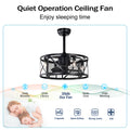 20''Industrial 5 Blade Ceiling Fan With Remote Control ,5 Abs Blades Small Size Ceiling Fan Matte Black Abs Metal