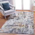 6X9 Ivory Blue Abstract Non Shedding Living Room Bedroom Dining Home Office Stylish And Stain Resistant Area Rug Ivory Navy Polyester