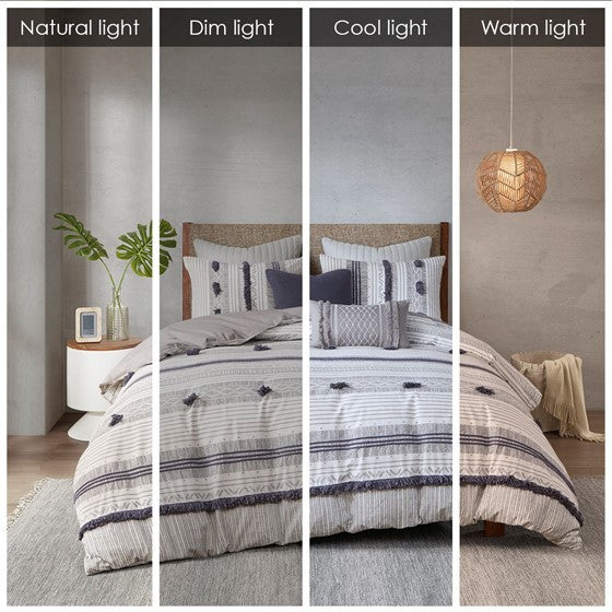 3 Piece Cotton Duvet Cover Set Queen Multicolor Cotton