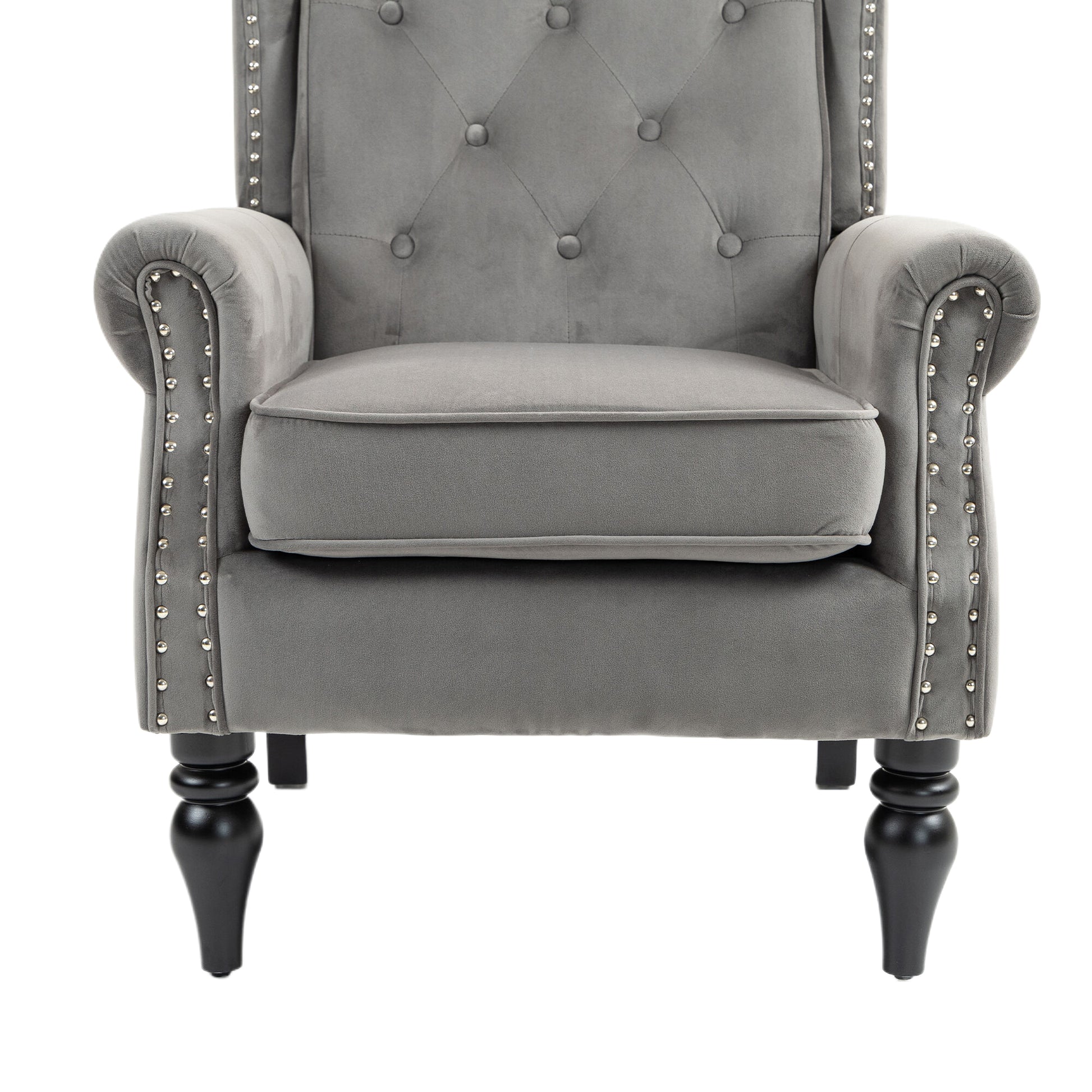 Coolmore Wood Frame Armchair, Modern Accent Chair Lounge Chair With Sturdy Wood Legs For Living Room Bedroom Dark Gray Dark Gray Foam Velvet