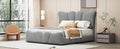 Full Size Upholstered Platform Bed Velvet Upholstered Bed, Gray Full Gray Velvet