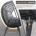 Patio Pe Wicker Egg Chair Model 3 With Black Color Rattan Grey Cushion And Side Table Yes Black Foam Steel