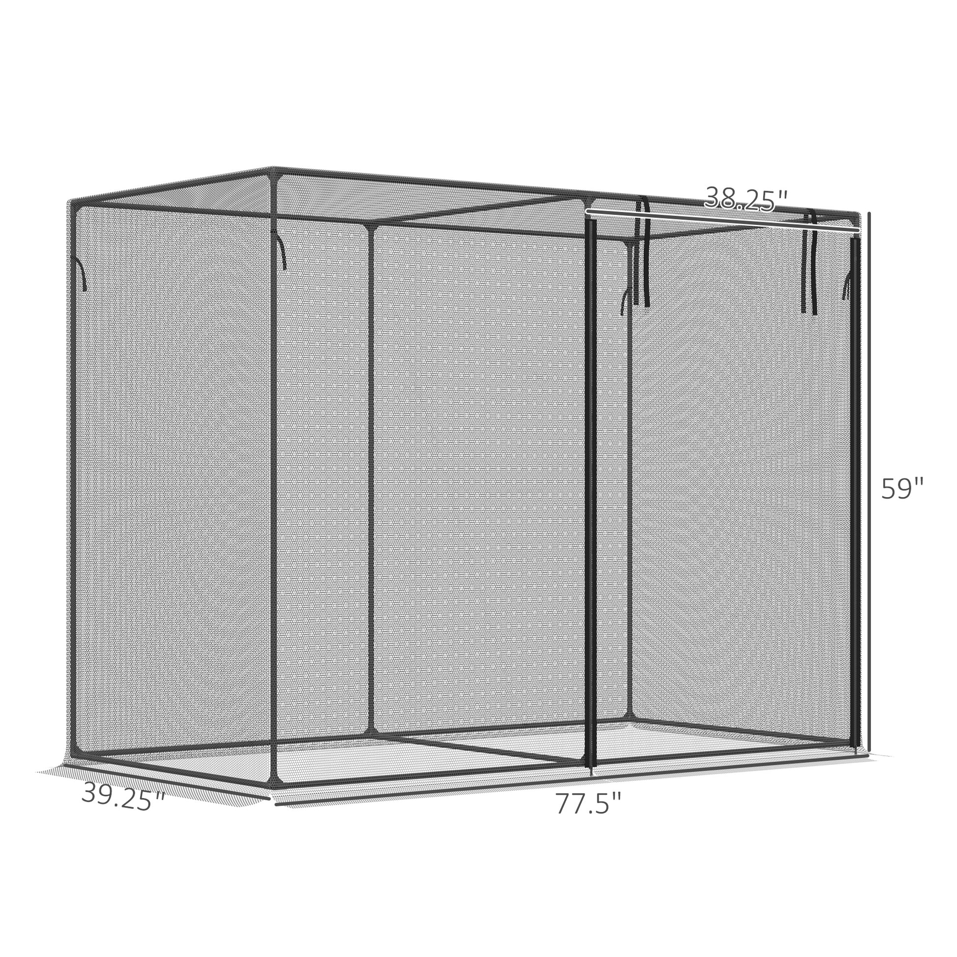 Outsunny 6' X 3' Crop Cage, Plant Protection Tent With Zippered Doors For Vegetable Garden, Backyard, Black Black Steel