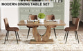 Table And Chair Set.Mdf Rectangular Dining Table, 4 Modern Medieval Style Restaurant Brown Cushioned Chairs With Suede Backrests And Black Metal Legs.Suitable For Restaurants, Living Rooms, Kitchen. Brown Seats 4 Mdf Metal