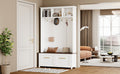 Versatile 4 In 1 Hall Tree With 6 Golden Hooks, Brown Wood Grain Bench With Multiple Storage Space, Entryway Coat Rack With 2 Drawers For Living Room, Hallway, White, 47.2''W*76.6''H White Primary