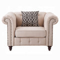 Beige Tufted Accent Chair With Pillow Beige Primary Living Space Wood Fabric
