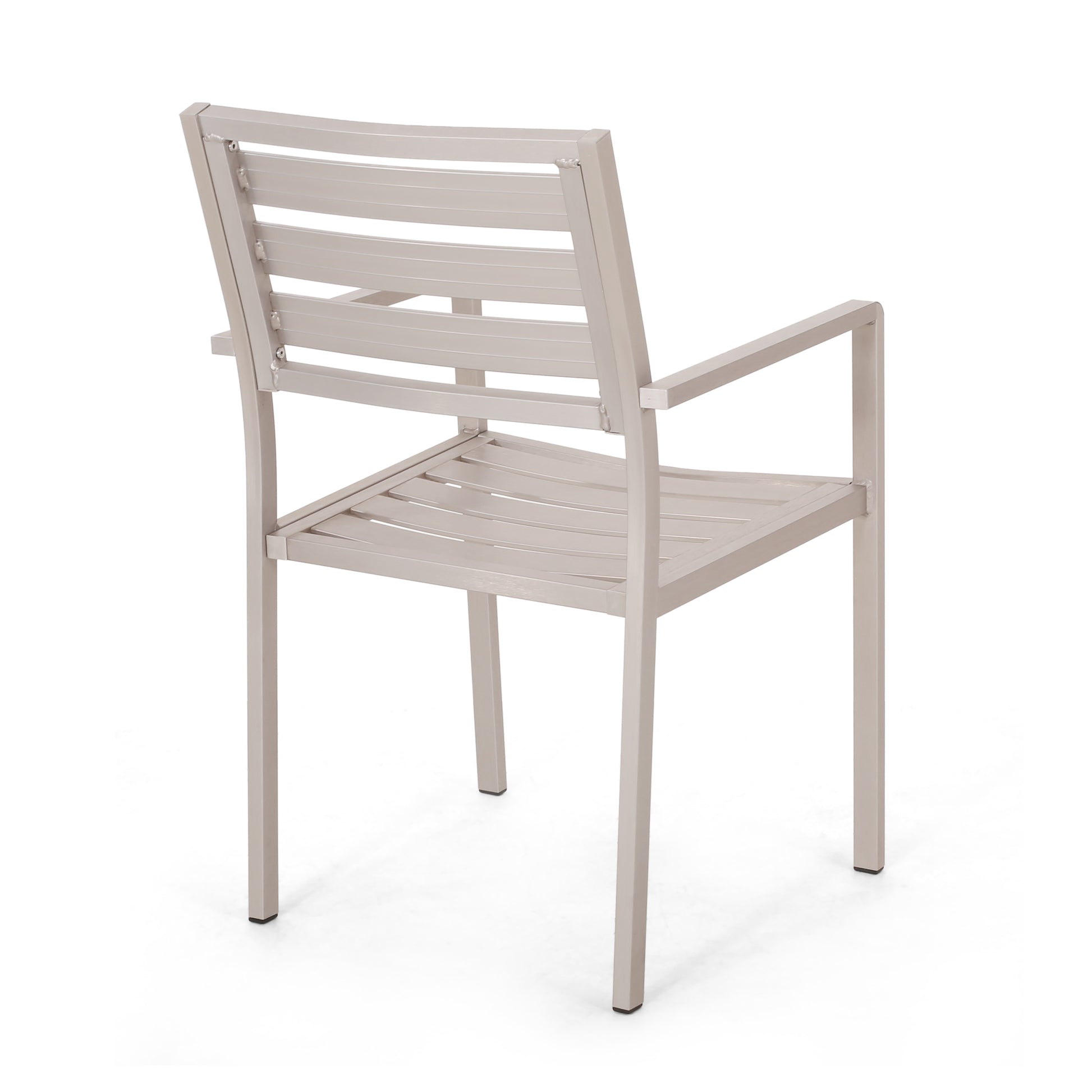 Outdoor Modern Aluminum Dining Chair, Silver Set Of 2 Silver Aluminium