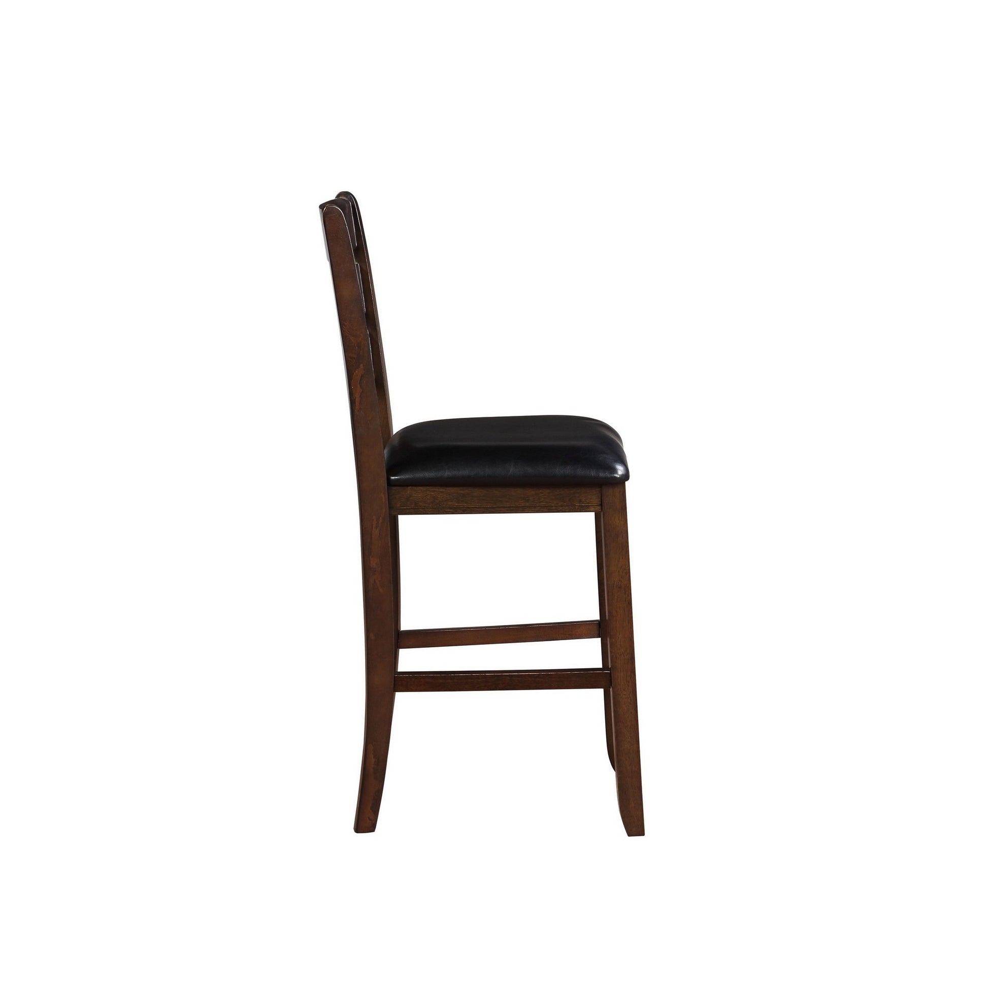 Wooden Counter Height Chair Withseat, Set Of 2, Black And Brown Black Brown Wood