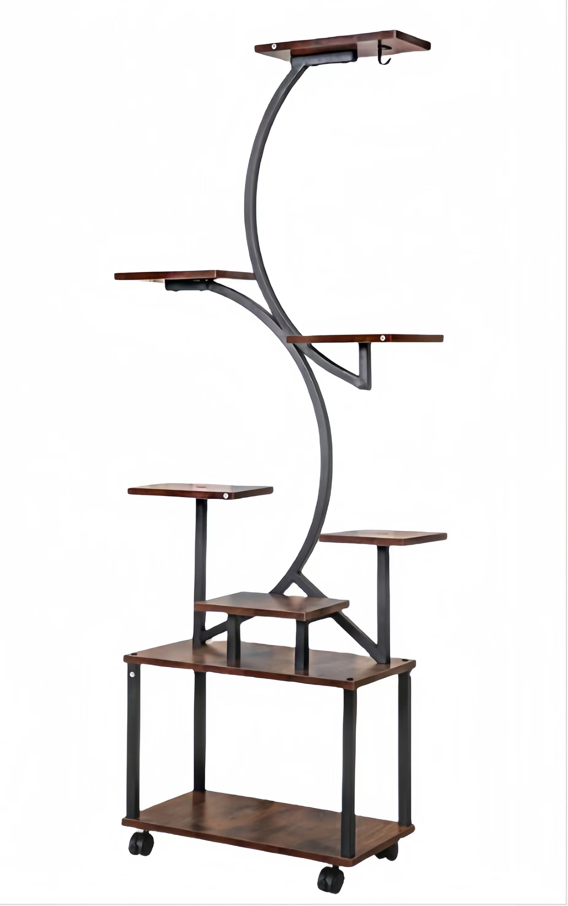 Plant Stand Indoor With Grow Lights, 8 Tiered Indoor Plant Shelf, 61" Tall Plant Stand For Indoor Plants Multiple, Metal Plant Flower Holder Stand, S Shaped Plant Rack For Home, Patio Black Black