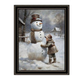 Finishing Touch On The Snowman Black Framed Wall Art For Living Room, Holiday Wall Art Print For Home Decor, Bedroom Wall Art By Jo Moulton Multicolor Wood Paper