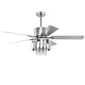 Crystal Ceiling Fan Reversible Blades 3 Wind Speeds Remote Control For Bedroom Living Dining Room Chrome Chrome American Design,American Traditional,Retro,Traditional,Vintage Crystal Iron