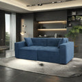 Modern Teddy Velvet Sofa,Full Foam 3 Seat Compression Sofa,The Soft Polyester Cotton Cushion And Wide Seating Depth Make The Large Sofa Have A Small Volume Blue Linen Wood Primary Living Space Soft