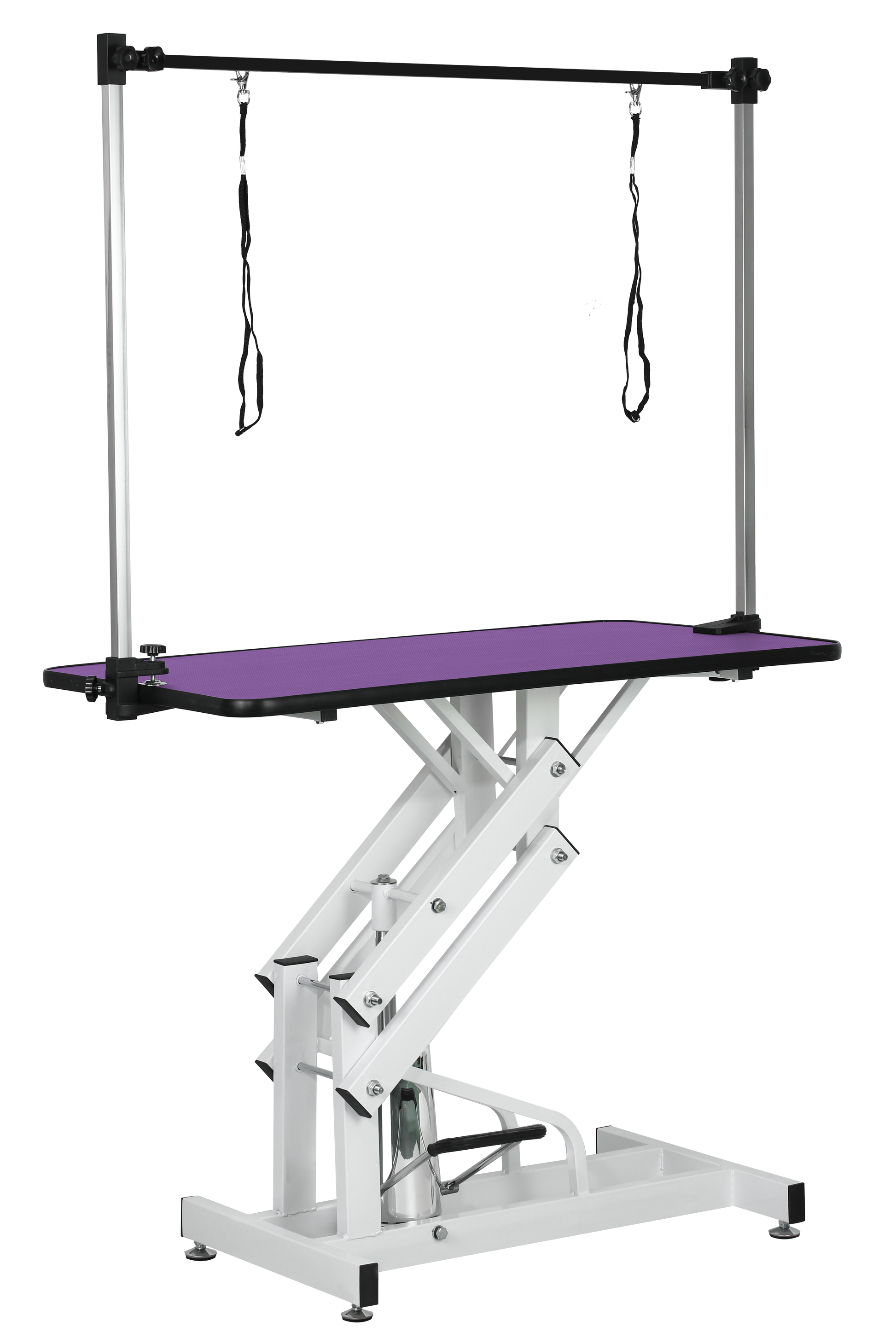 42.5Inch Hydraulic Pet Grooming Table With "H" Arm Purple White Purple Mdf Steel