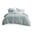 3 Piece Cotton Jacquard Duvet Cover Set Queen Blue Cotton