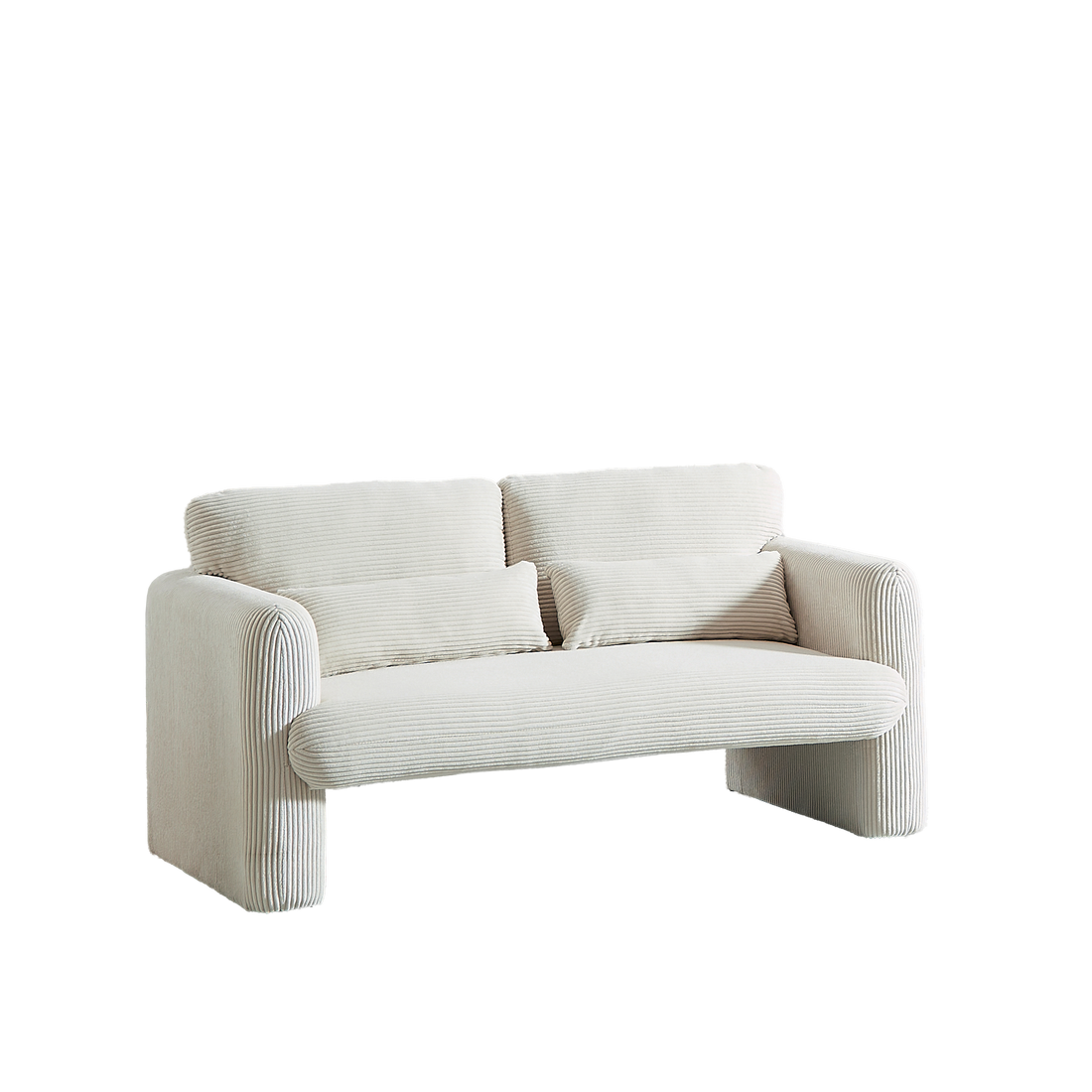 60"Corduroy Fabric Sofa With 33" Single Sofa, Modern Sofa With Support Pillow, For Apartment, Office, Living Room & Bedroom Beige Corduroy 2 Seat