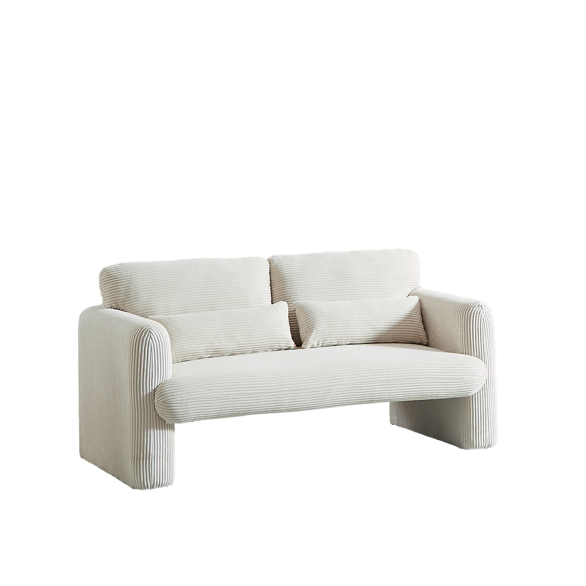 60"Corduroy Fabric Sofa With 33" Single Sofa, Modern Sofa With Support Pillow, For Apartment, Office, Living Room & Bedroom Beige Corduroy 2 Seat