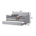 Modern Twin Daybed With Trundle, Trim Backing, Soft Gray Velvet Twin Gray Solid Wood