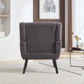 Modern Soft Teddy Material Ergonomics Accent Chair Living Room Chair Bedroom Chair Home Chair With Black Legs For Indoor Home Grey Teddy Fabric Grey Foam Upholstered