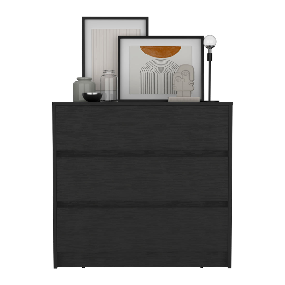 Dresser 31"H, 3 Drawers, Chest Of Drawers, Black Black Particle Board Particle Board