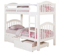 White Twin Over Twin Bunk Bed With Built In Ladder White Wood