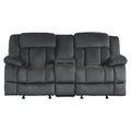 Microfiber Textured Fabric Glider Reclining Loveseat, Charcoal Black Black Microfiber