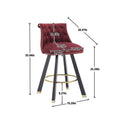 Coolmore Set Of 2,Back Pull Point Design, Velvet Material, 360 Degree Rotation, Back Pull Loop Detachable Design, Rivet Decoration, Square Foot Wooden Bar Chair Red Velvet