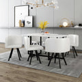 Modern 7 Pieces Dining Table Set, Rectangle Dining Table With 6 Chairs For Dining Room, Kitchen White Pu Leather
