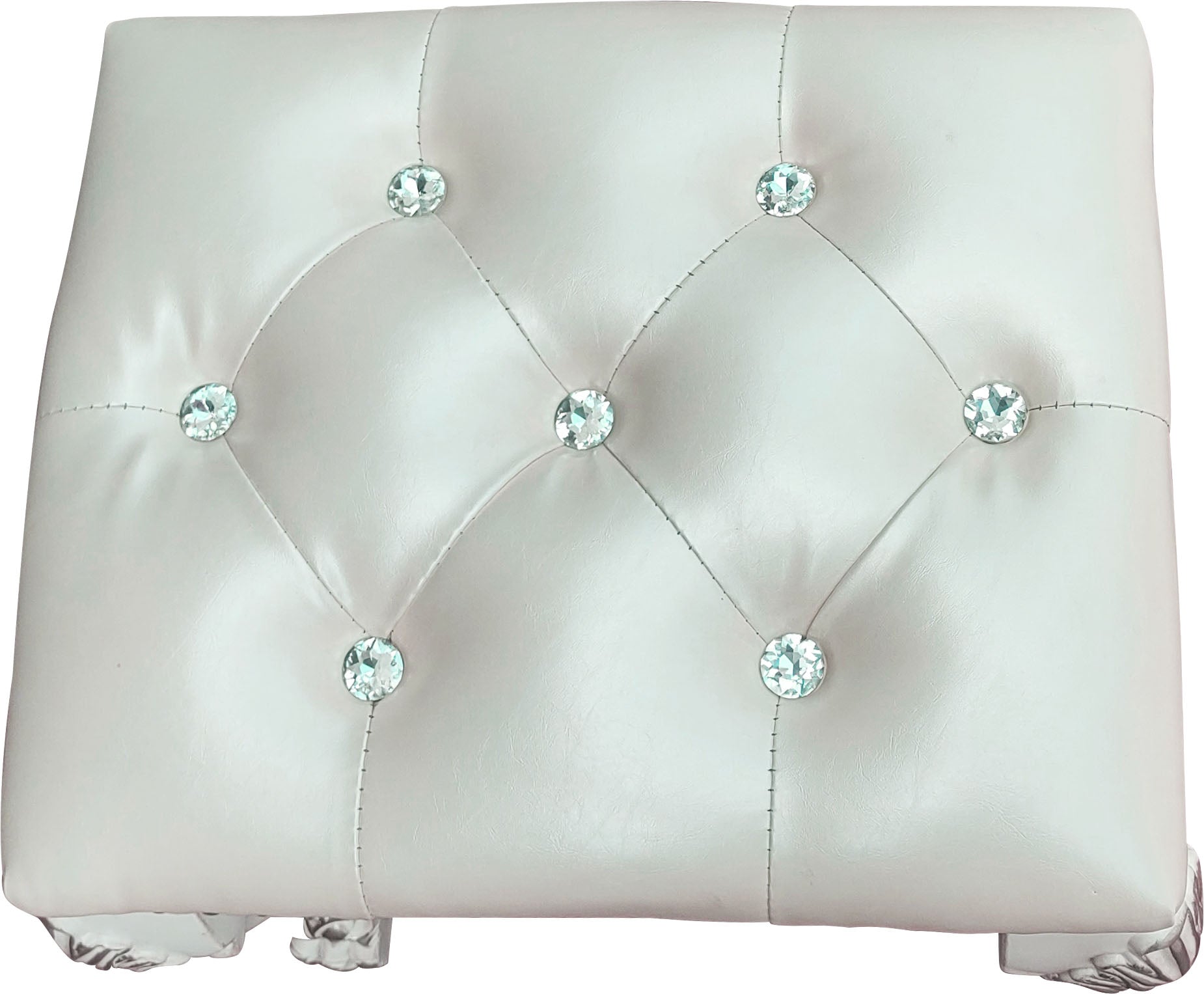 Champagne And Bone White Tufted Vanity Stool White Vanity Stools Bedroom Rectangular White Tufted Cushions Faux Leather