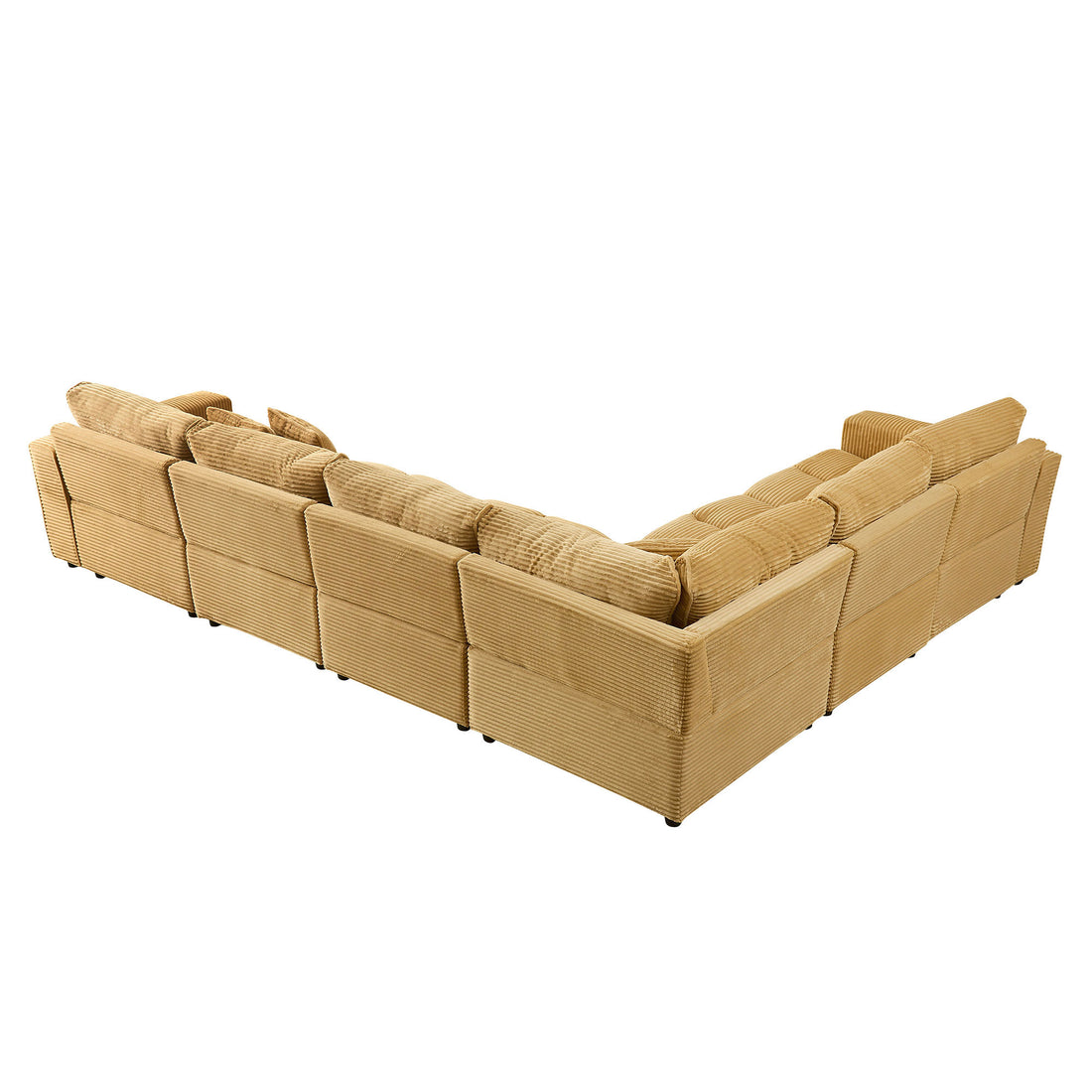 6 Seats,Oversized Sectional Sofa,L Shaped Corner Couch With Detachable Seat & Back Cushion, Corduroy Upholstery Convertible Sleeper Sofa&Couch For Living Room Yellow Fabric 6 Seat