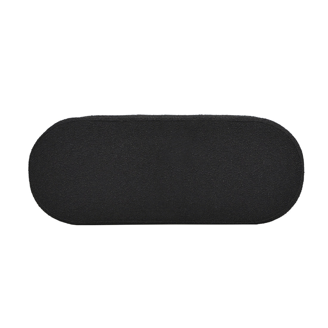 Fuji 49" Upholstered Oval Storage Bench, Ebony Black Boucle Black Foam Boucle