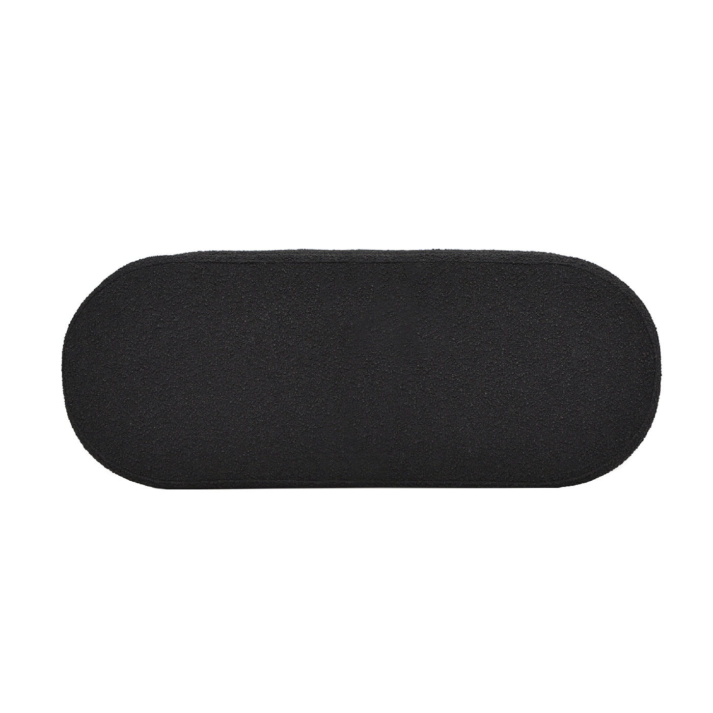 Fuji 49" Upholstered Oval Storage Bench, Ebony Black Boucle Black Foam Boucle