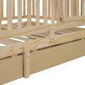 Twin Size Wood Daybed With Fence Guardrails And 2 Drawers, Split Into Independent Floor Bed & Daybed, Natural Old Sku :Lp000881Aan Twin Natural Solid Wood Mdf