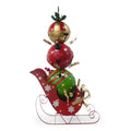 Iron Christmas Sleigh Decoration With Triple Stacked Bells Red Iron