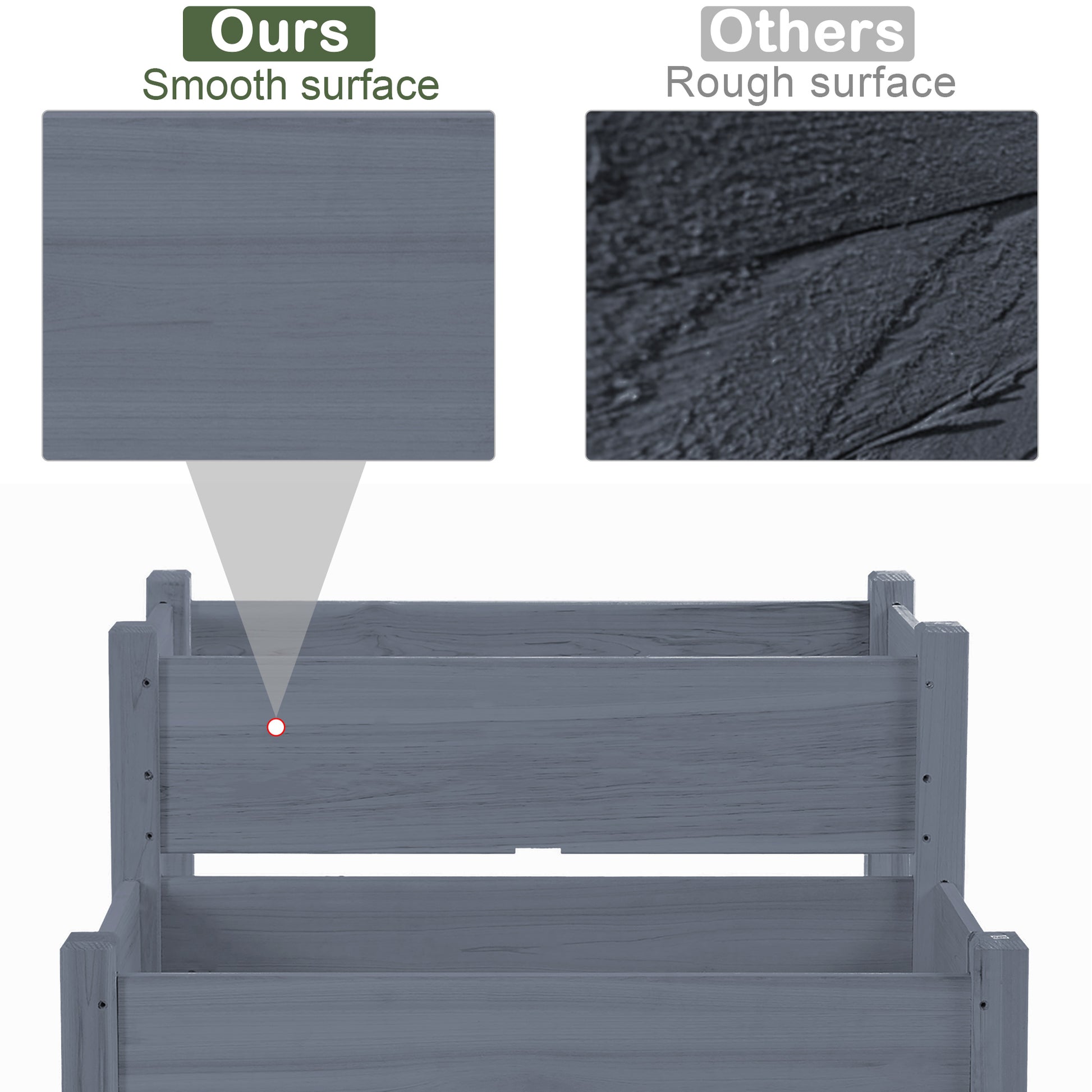 Outsunny 34"X34"X28" Raised Garden Bed, 2 Tier Elevated Wood Planter Box For Backyard, Patio To Grow Vegetables, Herbs, And Flowers, Gray Gray Wood