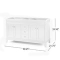 61'' Bathroom Vanity With Marble Top & Double Ceramic Sinks, 3 Drawers, 4 Doors, White White Plywood