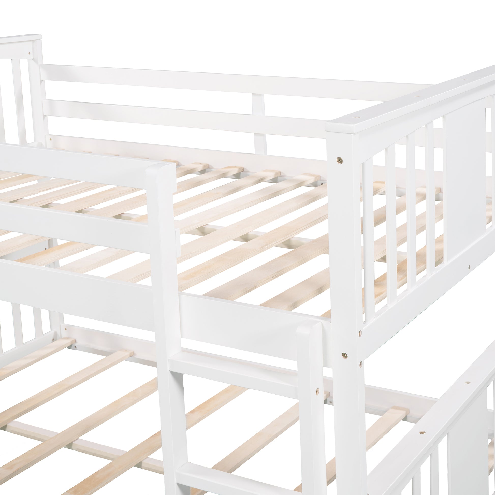 Full Over Full Bunk Bed With Ladder, White Old Sku :Lp000207Aak Full White Solid Wood