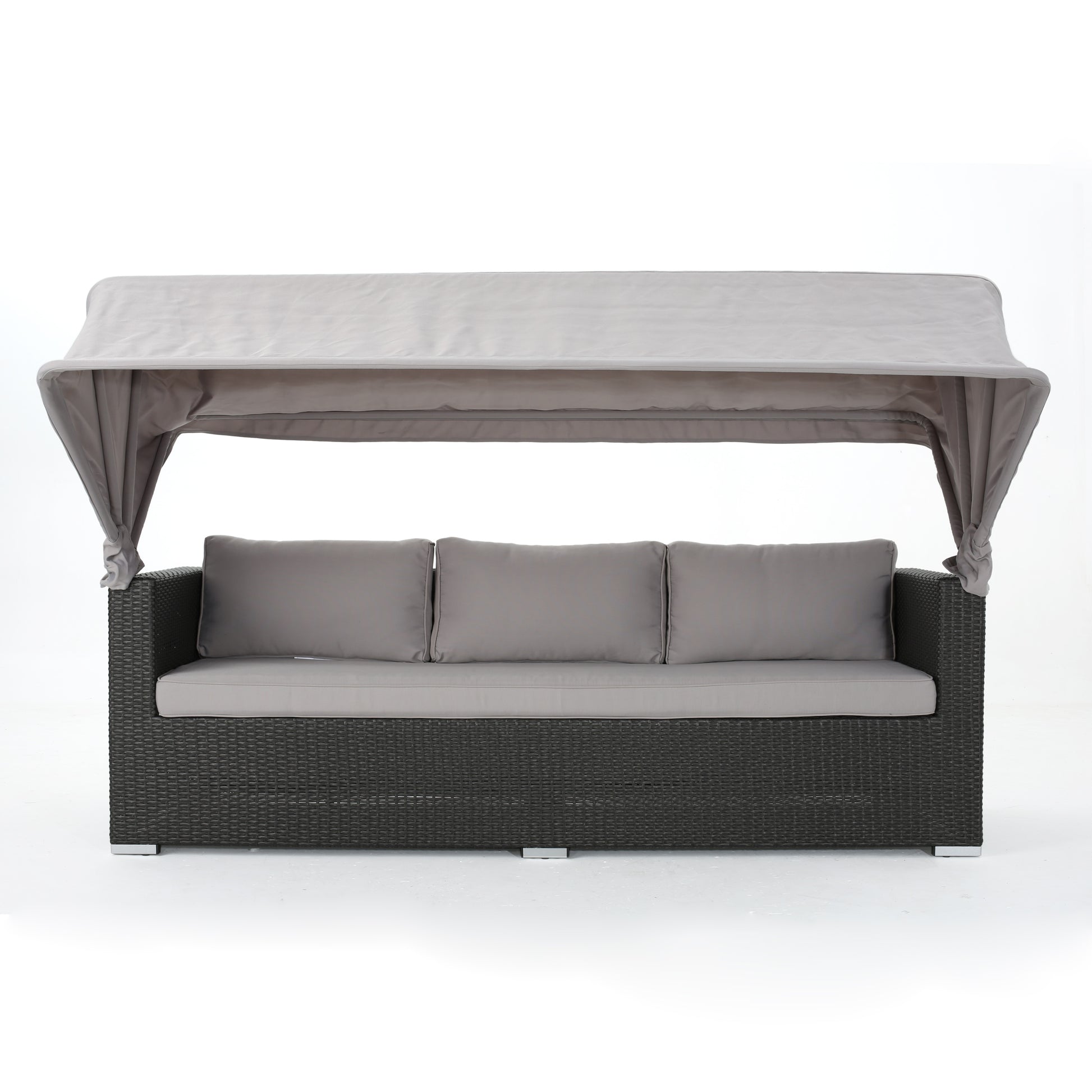 Glaros Sofa Set With Canopy Grey Grey Silver Pe Rattan Iron