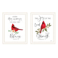 2 Piece Vignette The Lord Is My Strength Red Cardinals White Framed Wall Art For Living Room, Bedroom Wall Art Print For Home Decor By Annie Lapoint Multicolor Wood Paper