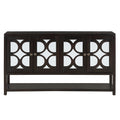 Elegant Retro Console Table Storage Cabinet Sideboard With Mirrored Doors, Spacious Shelves, And Durable Acacia Wood Legs Perfect For Living Room, Dining Room, Or Entryway Espresso Espresso Primary Living Space Solid Wood Mdf