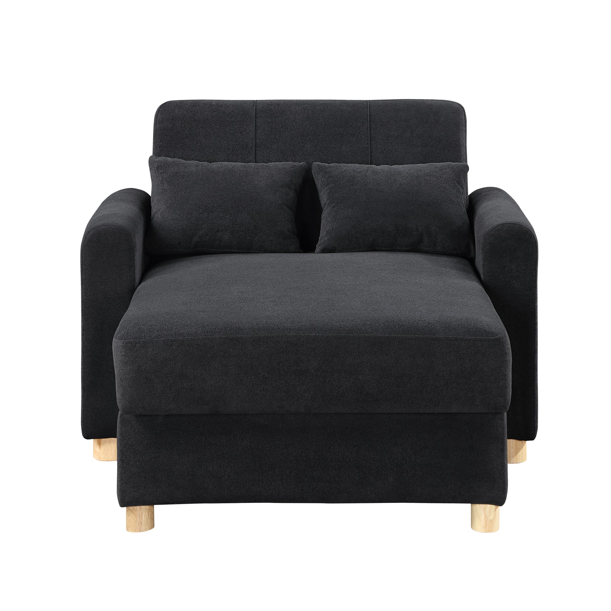 Thomas 42.5"W Black Fabric Convertible Sleeper Chaise Lounge Chair With Storage Black Fabric