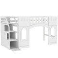 Twin Size Loft Bed With Storage Staircase And Window, White Box Spring Not Required Twin White Wood Bedroom Solid Wood Mdf