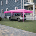 10'X20' Pop Up Canopy Tent With 6 Sidewalls, Ez Pop Up Outdoor Canopy For Parties, Waterproof Commercial Tent With 3 Adjustable Heights, Carry Bag, 6 Sand Bags, 6 Ropes And 12 Stakes, Pink Pink Metal