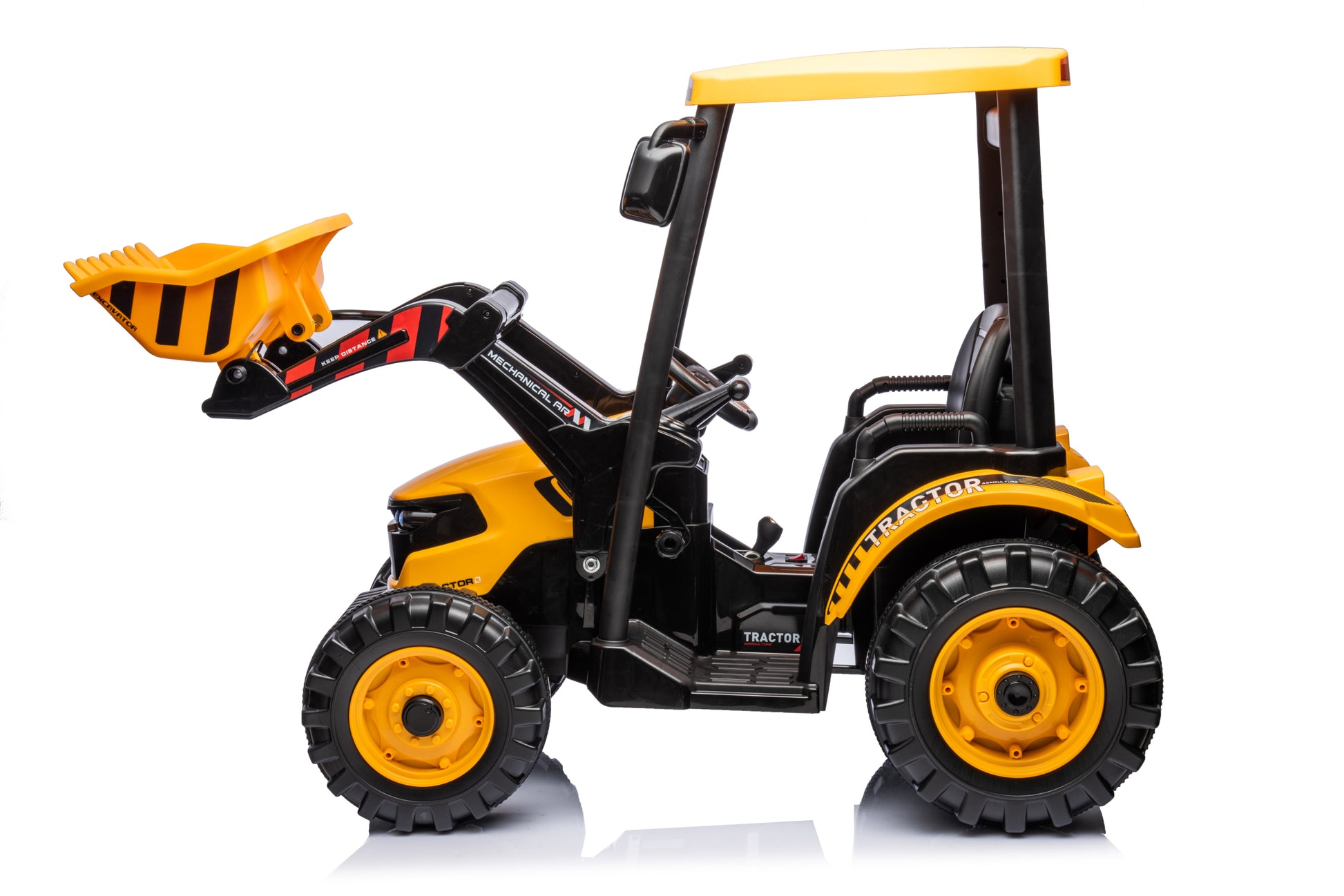 24V Kids Ride On Tractor, Kids' Ride On Car Toys Battery Powered Excavator Electric Vehicles With Trailer, Digger For Toddlers Yellow Yellow Plastic