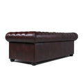 Traditional Tufted Leather Chesterfield Sofa Brown Leather 3 Seat